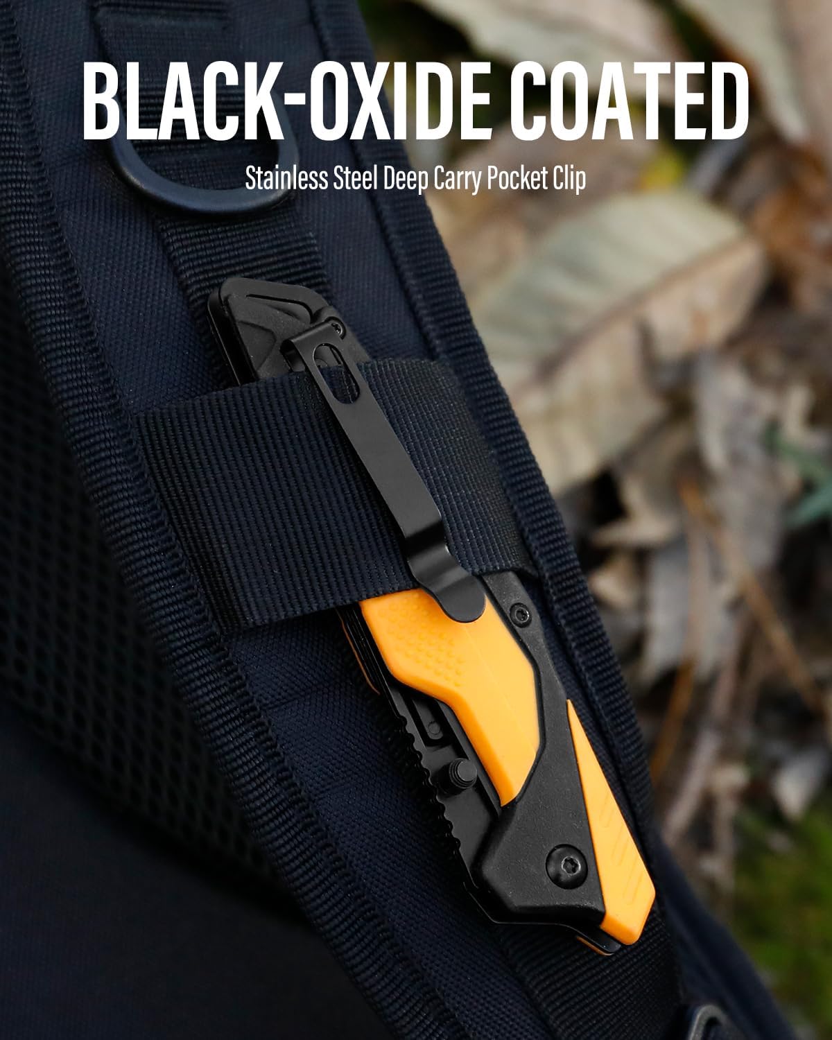 3.5" Replaceable Blade EDC Folding Hunting Knife with Dual Thumb Opener and Pocket Clip with 3 Drop Point Blades, Durable ABS and Non-Slip rubberized TPR Handle with Nylon-Holster, skinning knife