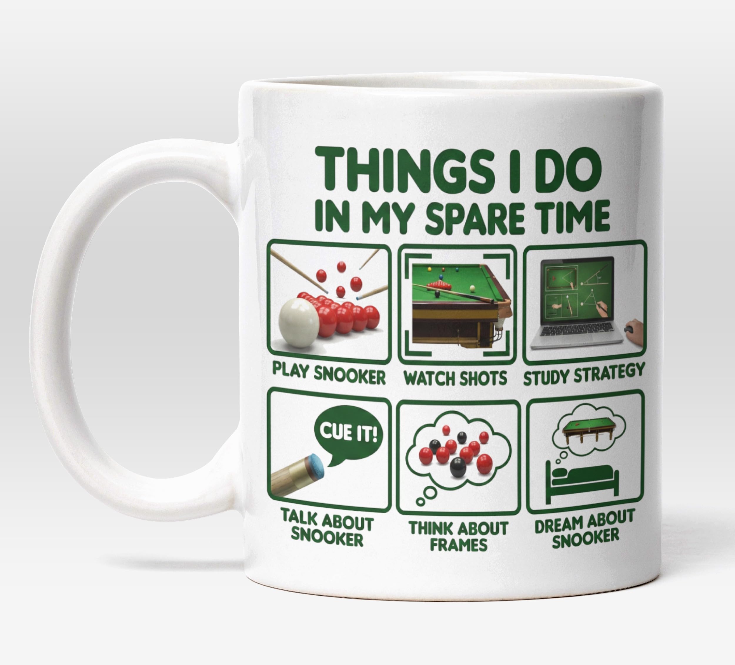 Millhouse Prints Things I Do in My Spare Time Snooker Mug – Snooker Player Coffee Cup – Cue Sports Enthusiast – 11oz Ceramic
