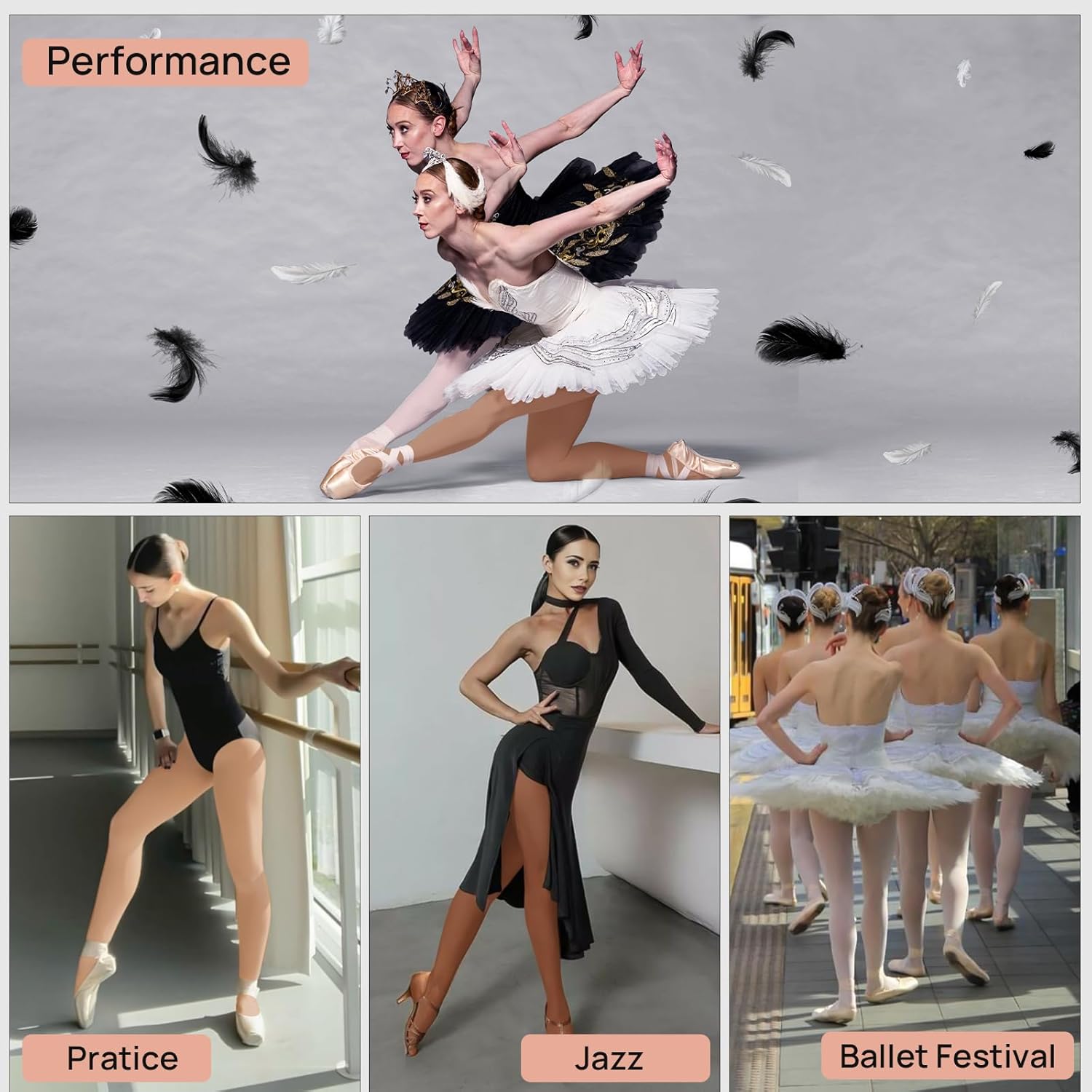 MANZI Convertible Dance Tights Adult Women Pro Transition Ballet Tights Ultra-Soft Pack of 2 - Image 6