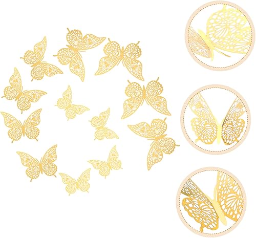 Miniatura 5 de Hemobllo 3 juegos de calcomanías decorativas para dormitorio, mariposas, adorno de fiesta de cumpleaños, decoración de pared, decoración de pared,