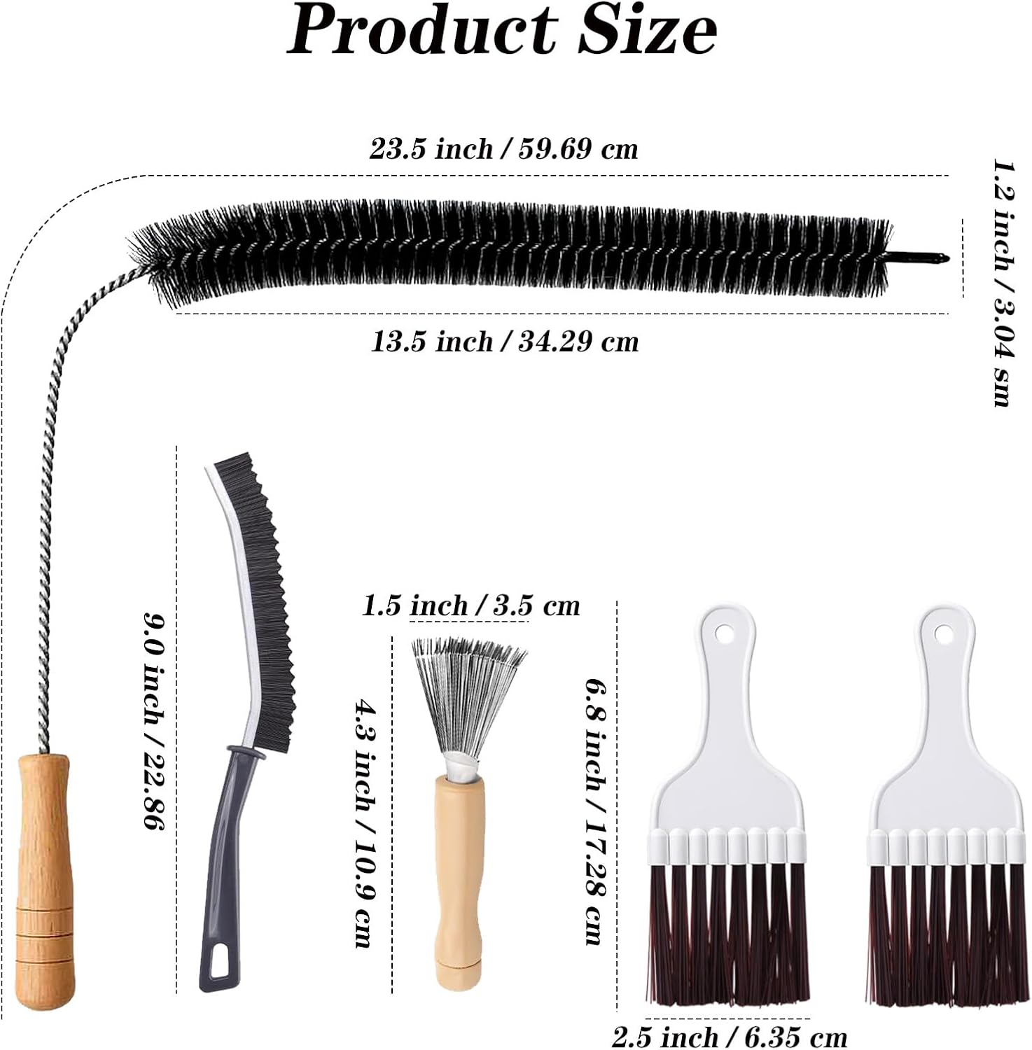 Refrigerator Coil Cleaning Brush Kit, 5-Pack Fridge Coil Cleaner Tools, Cleaner Brush Accessories for Refrigerator, Dryer Vents, Pipe, Sink, Toilet, Shower image 2