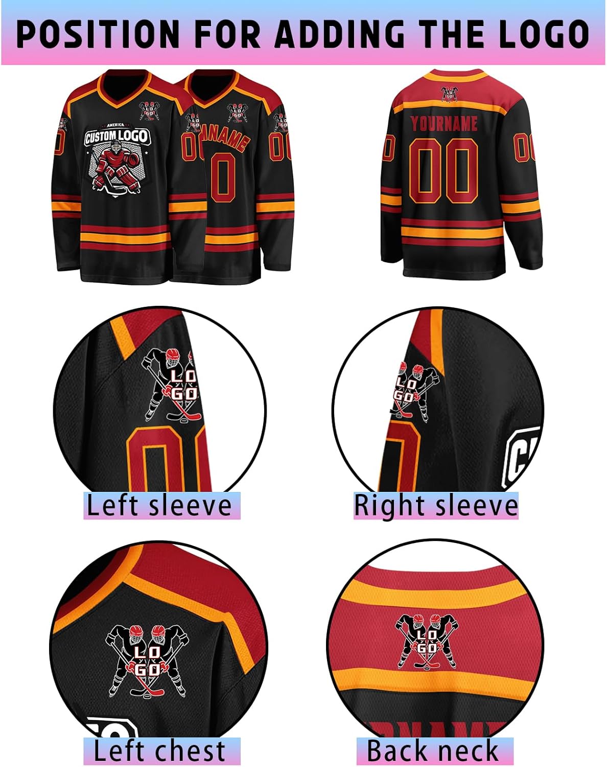 Custom Hockey Jersey Personalized Name Number Logo Team Uniform Long Sleeve Hockey Jersey for Men Women Youth - Image 3