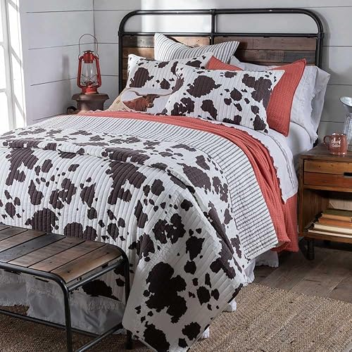 Miniatura 4 de Rod's Bessie (edredón), tamaño matrimonial, Queen, estampado de vaca, marrón occidental, tamaño de edredón (90 x 92 pulgadas), algodón reversible
