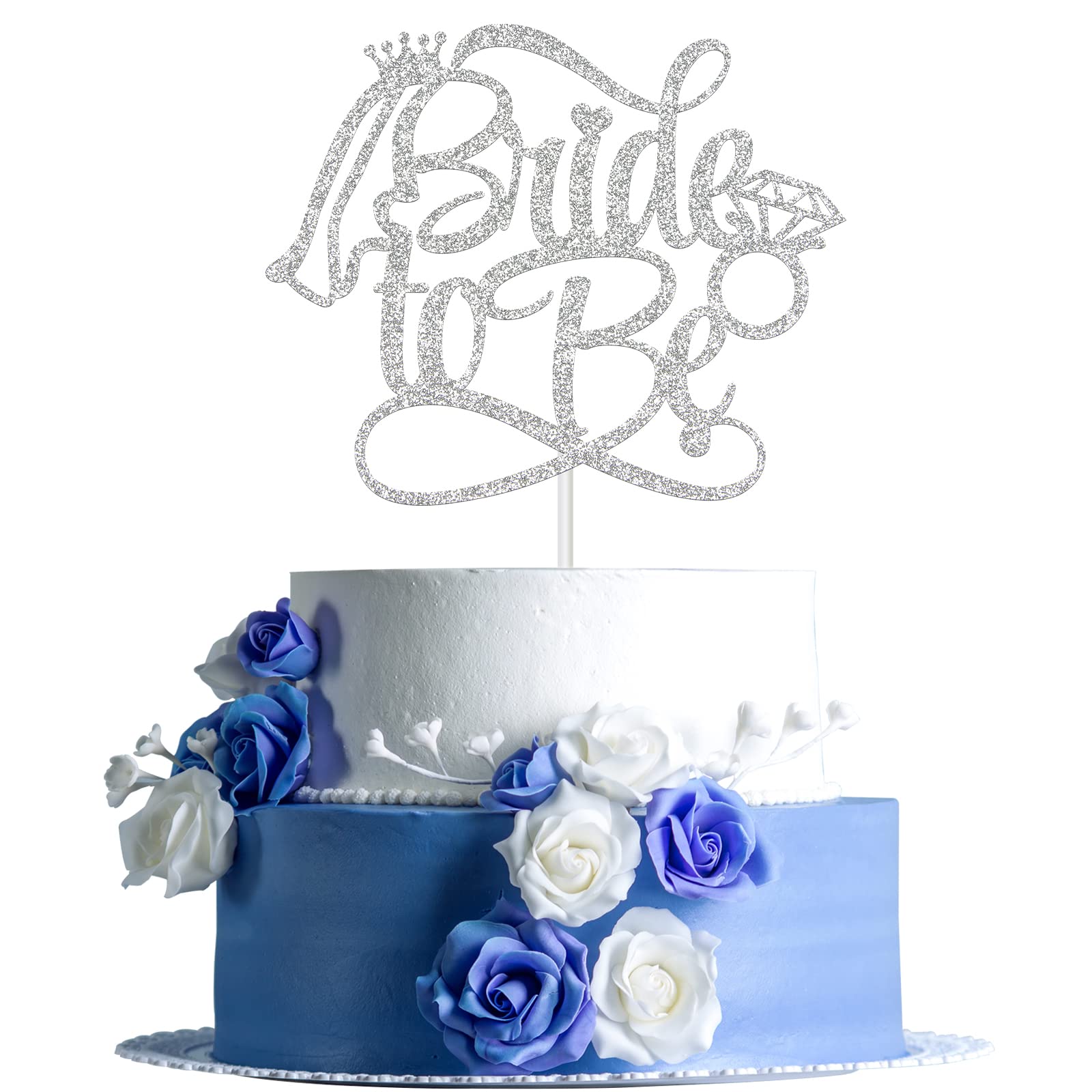 Silver Glitter Bride to Be Cake Topper - Bridal Shower/Bachelorette/Wedding/Engagement Party Decorations - Bride Sign Party Decorations Supplies