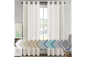 H.VERSAILTEX 96 Inch Linen-Blend Sheer Curtains with Nickel Grommets for Privacy and Home Decoration