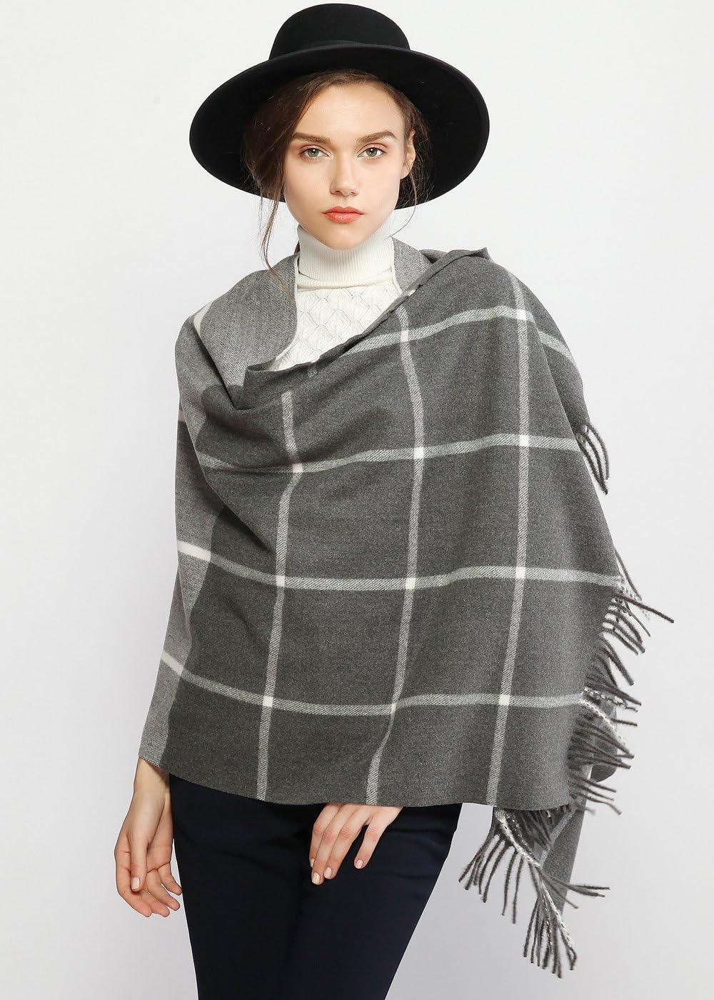 RIIQIICHY Plaid Scarf for Women Fall Winter Pashmina Scarves Wraps for Cold Weather Warm Large - Image 3