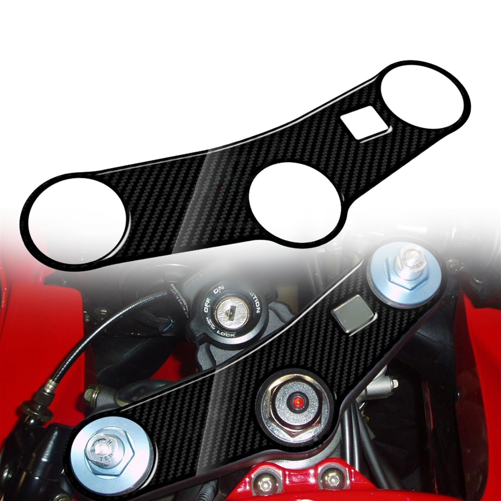 CBR600 2003-2004 protection té supérieur de fourche effet carbone moto