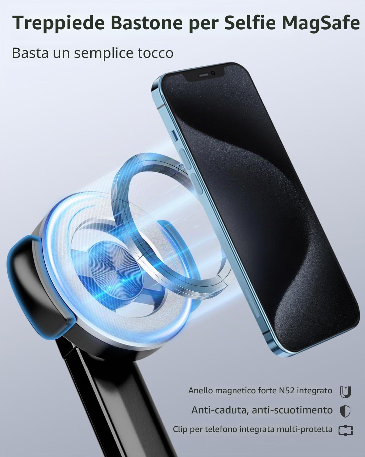 Victiv 178cm Magnetico Treppiede Smartphone, All-in-One Bastone Selfie Cavalletto per Smartphone, Portatile Treppiede da Golf con Picchetti Metallici, Tre Piedi per iPhone Telefono da Viaggio