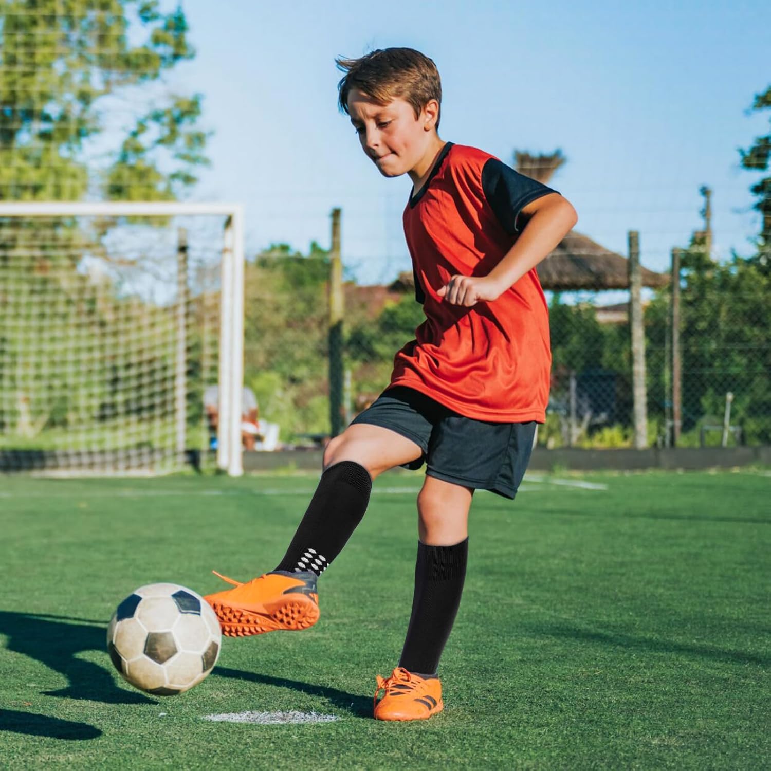 3 Pairs Kids Youth Grip Soccer Socks, Non Slip Knee High Soccer Football Sport Socks for Boys Girls Age 8-17 - Image 3