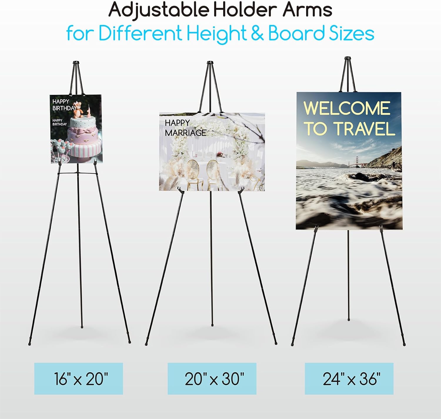 MEEDEN 2 Pcs Easel Stand for Painting and Display: 63" Art Metal Easel Sign Stand with Bag - Portable Foldable Instant Tripod Display Easel Stand for Wedding, Painting Canvas, Presentations, Posters