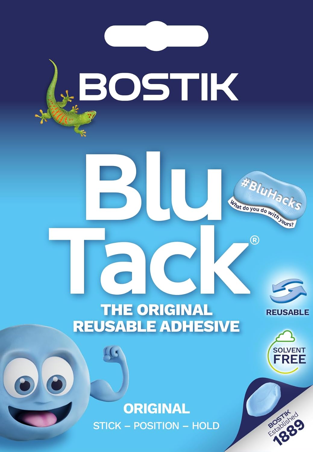 Product image of Bostik Blu Tack Blue - Handy Size - Multipurpose Reusable Adhesive - Clean - Safe & Easy to Use - Non-Toxic
