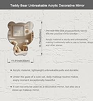 Vista 2 de Lindo espejo acrílico con diseño de oso antiarañazos, irrompible, inastillable, HD templado, espejos decorativos de pared para el hogar, oficina