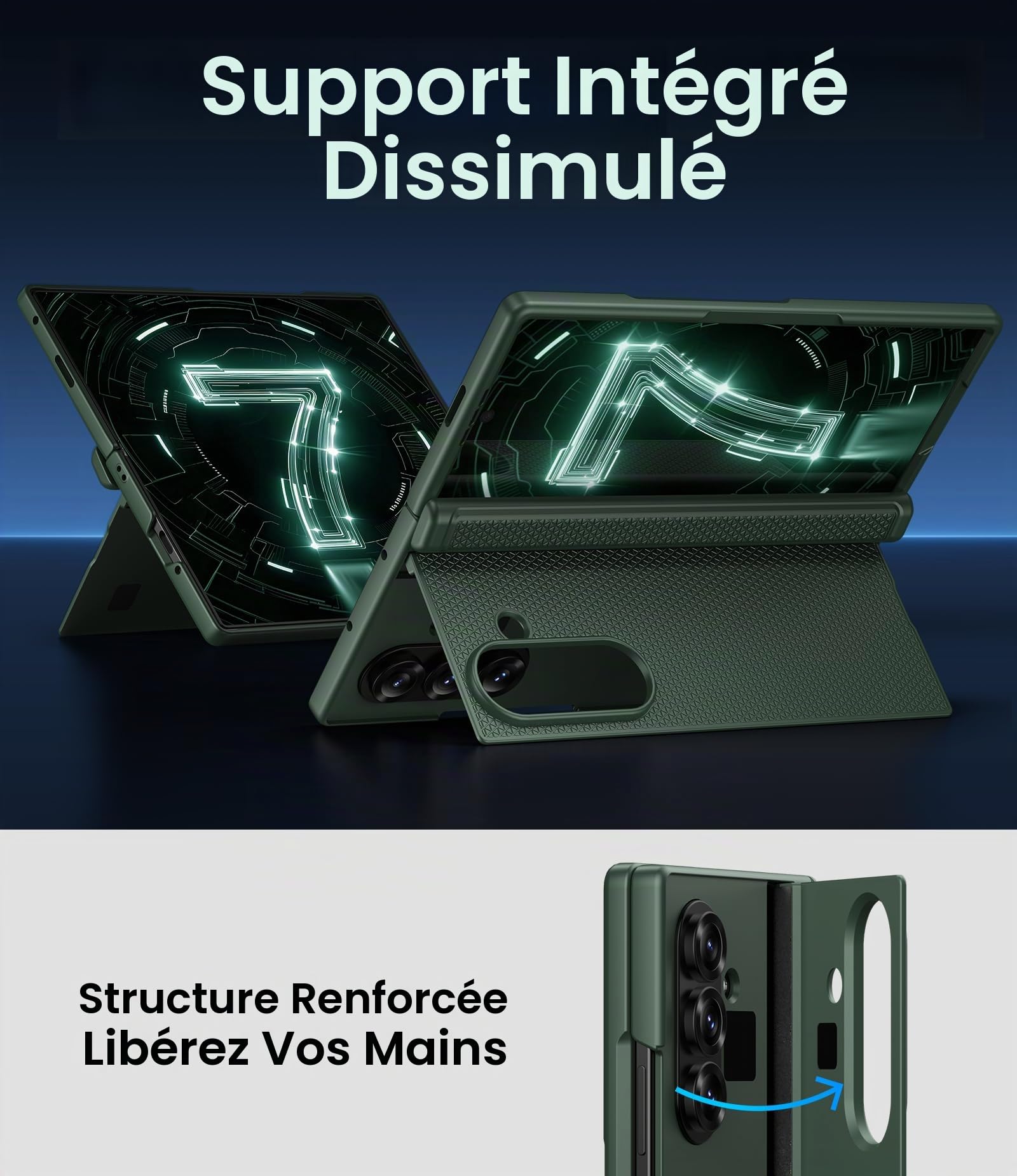 Coque pour Samsung Galaxy Z Fold7 avec Protection de Charnière, Vert