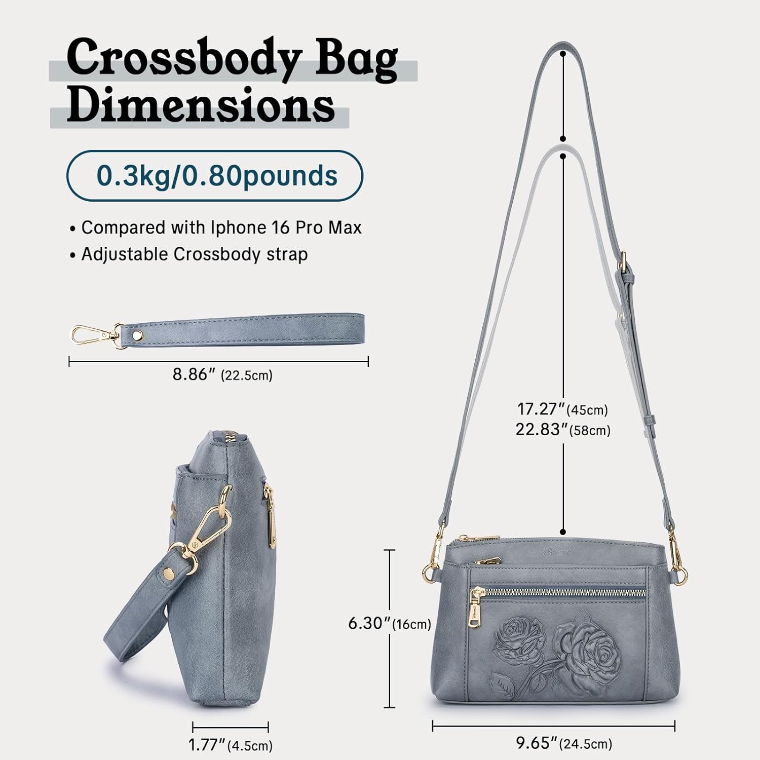 Small Crossbody Bags for Women,Vegan Leather Cell Phone Purse Embossed Clutch Purse with Shoulder and Wrist Strap | Breathable Material, Adjustable Strap, Multi-Pockets, Detachable Strap