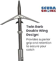 Vista 4 de Scuba Choice Punta de lanza de doble ala de 0.236 in con punta de lanza con portero, compatible con pesca submarina y pesca en hielo, repuesto