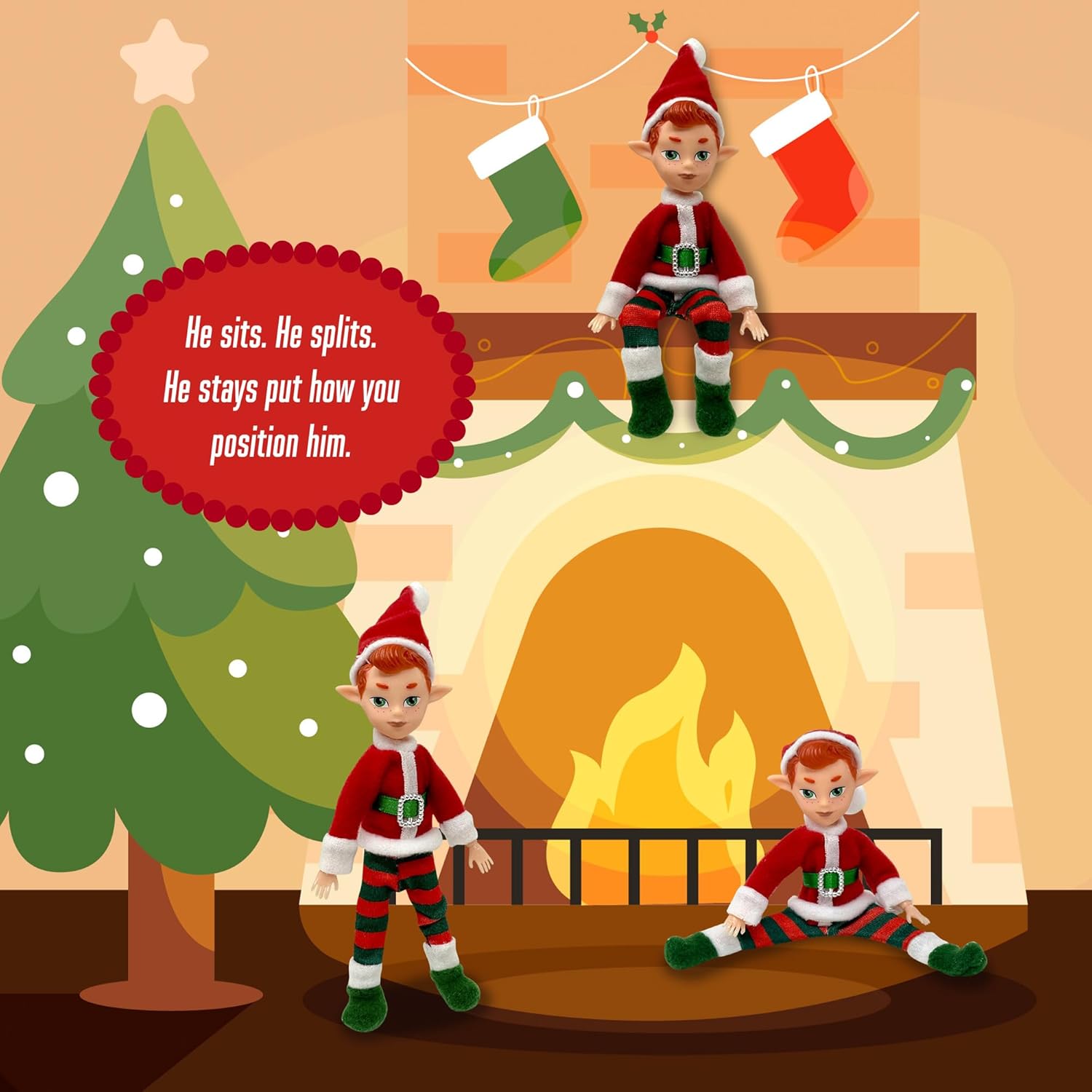 The Original Elf Christmas Dolls, Mini 5.5 Christmas Elf Doll, Toy for Kids or Décor, Toy Elf Dolls, Poseable Little Shelf Sitters with Dangling Legs