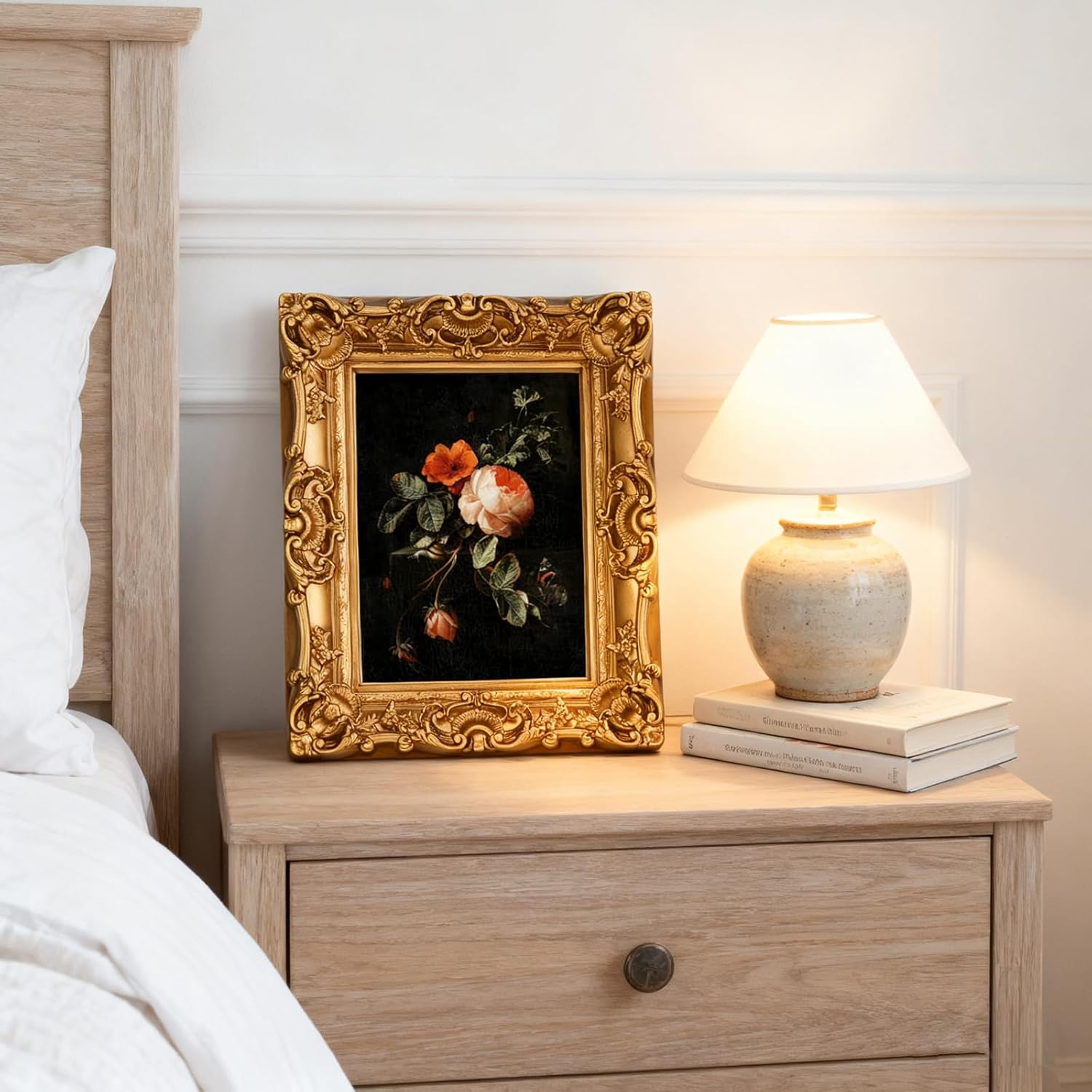 8X10 Vintage Picture Frame, Ornate Gold Baroque Antique Style with Glass Front, 8 X 10 Photo Frame for Tabletop Wall Hanging Display