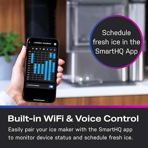 Vista 7 de GE Profile Opal 2.0 - Máquina de hielo nugget para la encimera, con depósito lateral, máquina de hielo con conectividad WiFi, esenciales de cocina