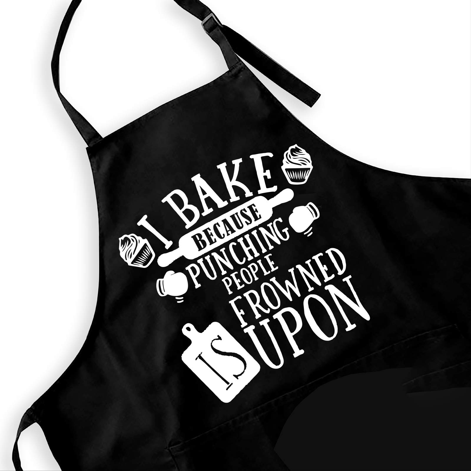Funny Black Baking Apron for Women Men Baker,Cute Kitchen Chef Apron with 2 Pockets and Adjustable Neck Strap,Perfect for Birthday/Christmas/Thanksgiving, Large