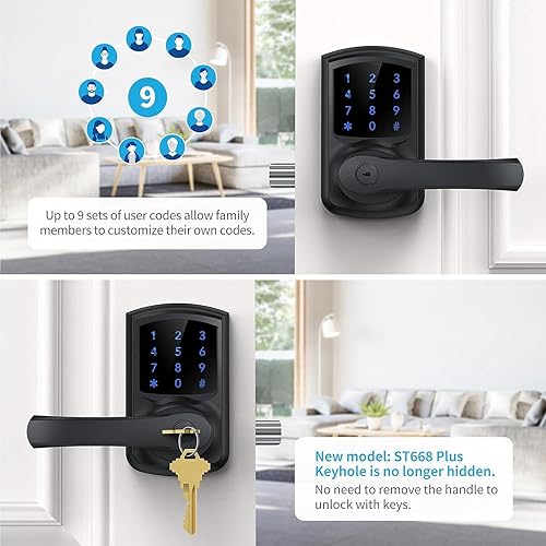 Miniatura 8 de Signstek - Cerradura de seguridad con pantalla táctil digital para puerta de entrada puerta para manilla de puerta izquierda o derecha con llave