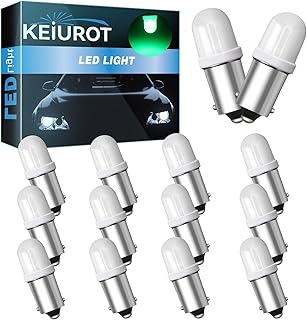 Keiurot GE44 Bulb 47 755 756 1893 1895 1847 Bulb BA9S DC AC 6.3V 6V Bayonet Led Bulbs Nonpolarity for Pinball Led Bulbs Pinball Machine Light Green Pack of 15