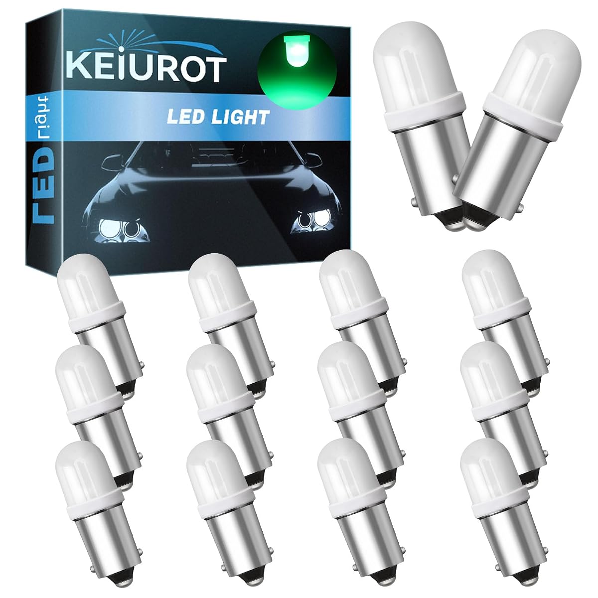 Keiurot 6V Bayonet LED Bulb, Green, Nonpolarity, Pack of 15 for Pinball Machines