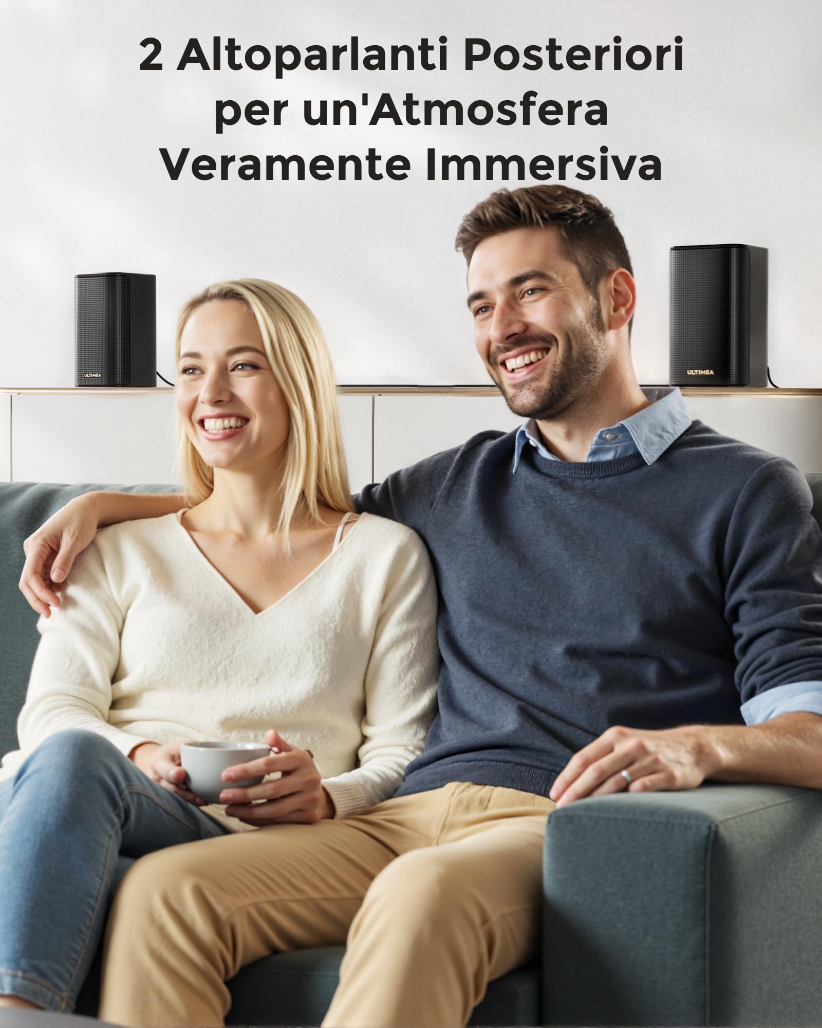 ULTIMEA 5.1.2 Soundbar con Dolby Atmos, Sistema Audio Surround per TV con 2 Altoparlanti Surround, Controllo APP, Soundbar per Smart TV con Subwoofer Home Theater, BT 5.4, HDMI eARC, Skywave F40 Boom