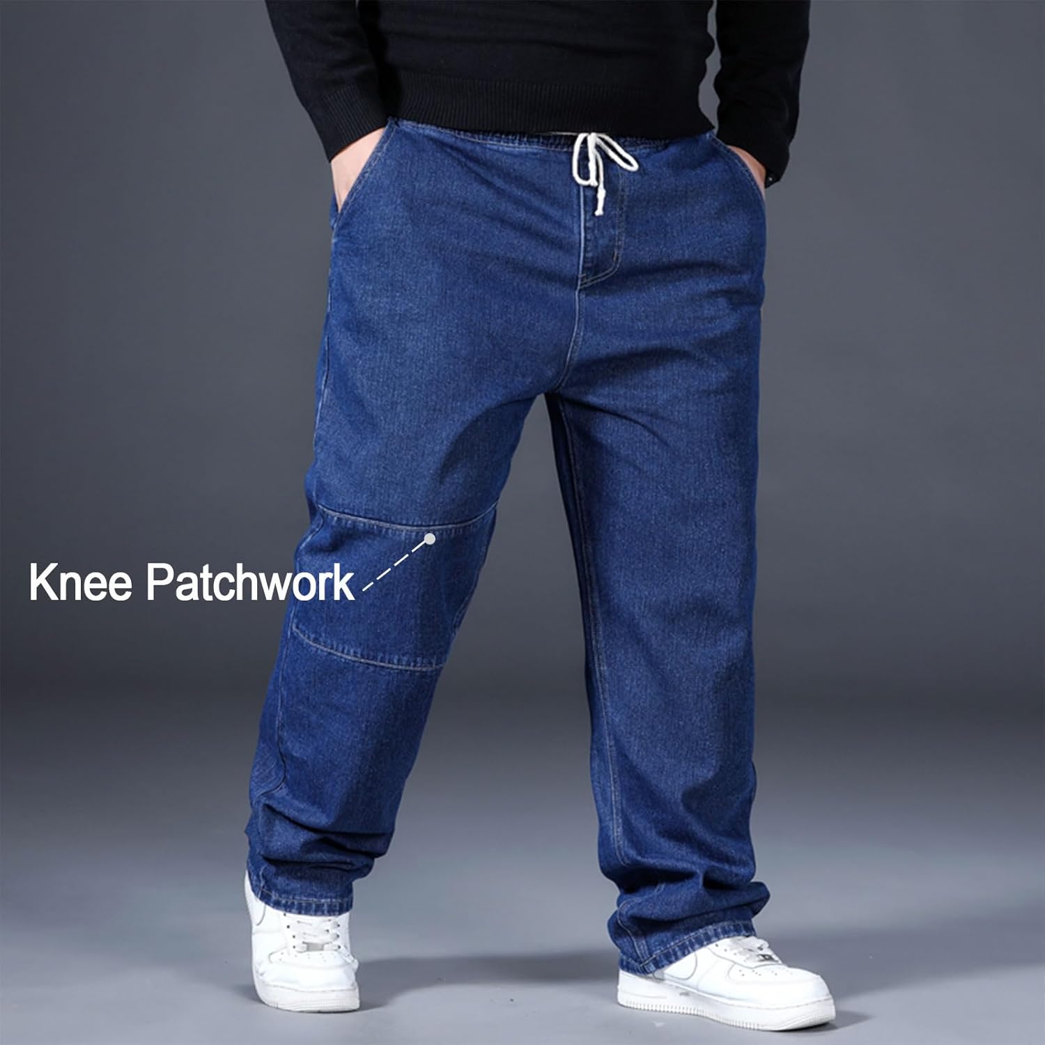 Big and Tall Baggy Jeans for Men Plus Size Elastic Waisted Denim Joggers Pants Straight Loose Jean Trousers 2XL-6XL - Image 7