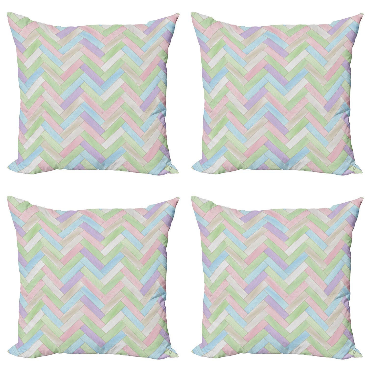 ABAKUHAUS Vintage Federe Cuscini Set di 4, Woodland