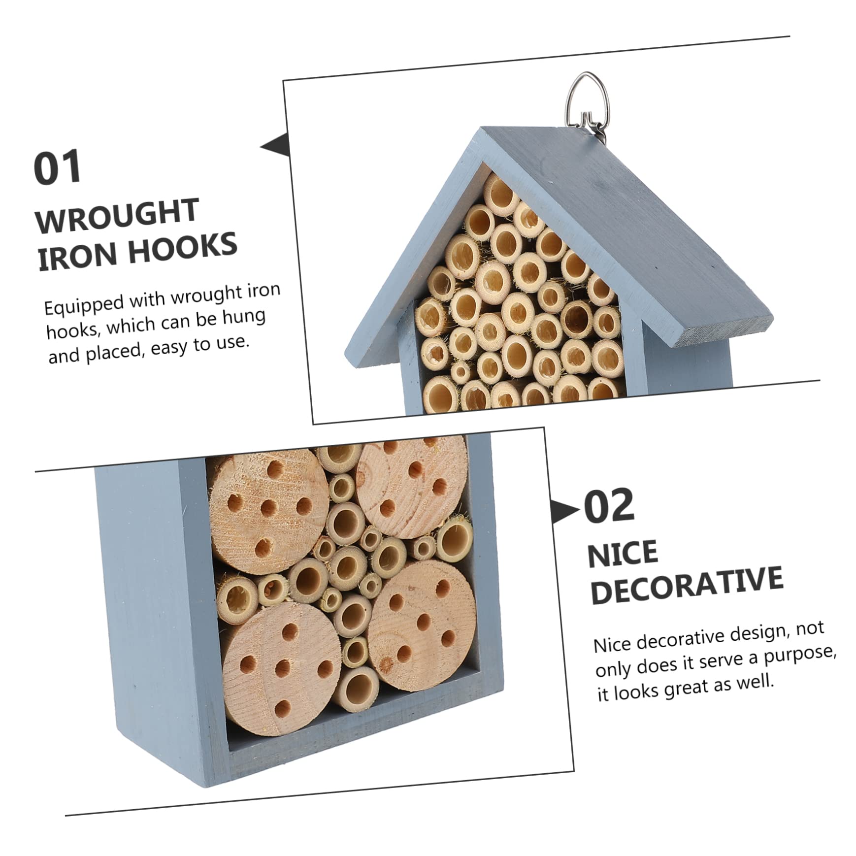 Happyyami Dekoratives Bienenhaus und Eisen mit Blauer Farbe Bietet Überwinterungsschutz für Bienen im Garten und Outdoor Bereich mit Praktischen Eisenhaken