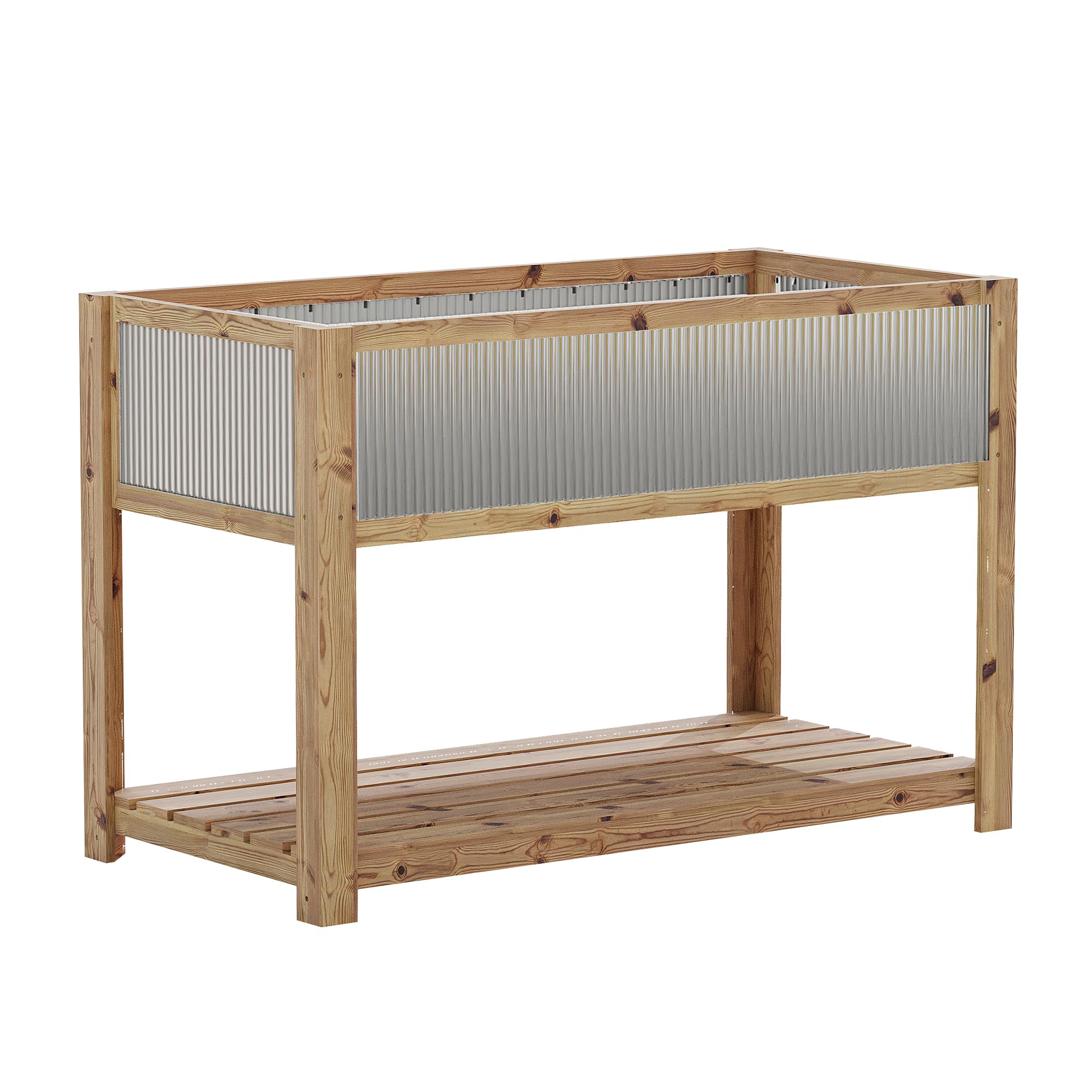 Hipicute Wooden Raised Garden for Patio, Bed Planter Box with Legs and Storage Shelf, Mobile Elevated Wood Planter for Vegetable/Flowers/Herb/Backyard