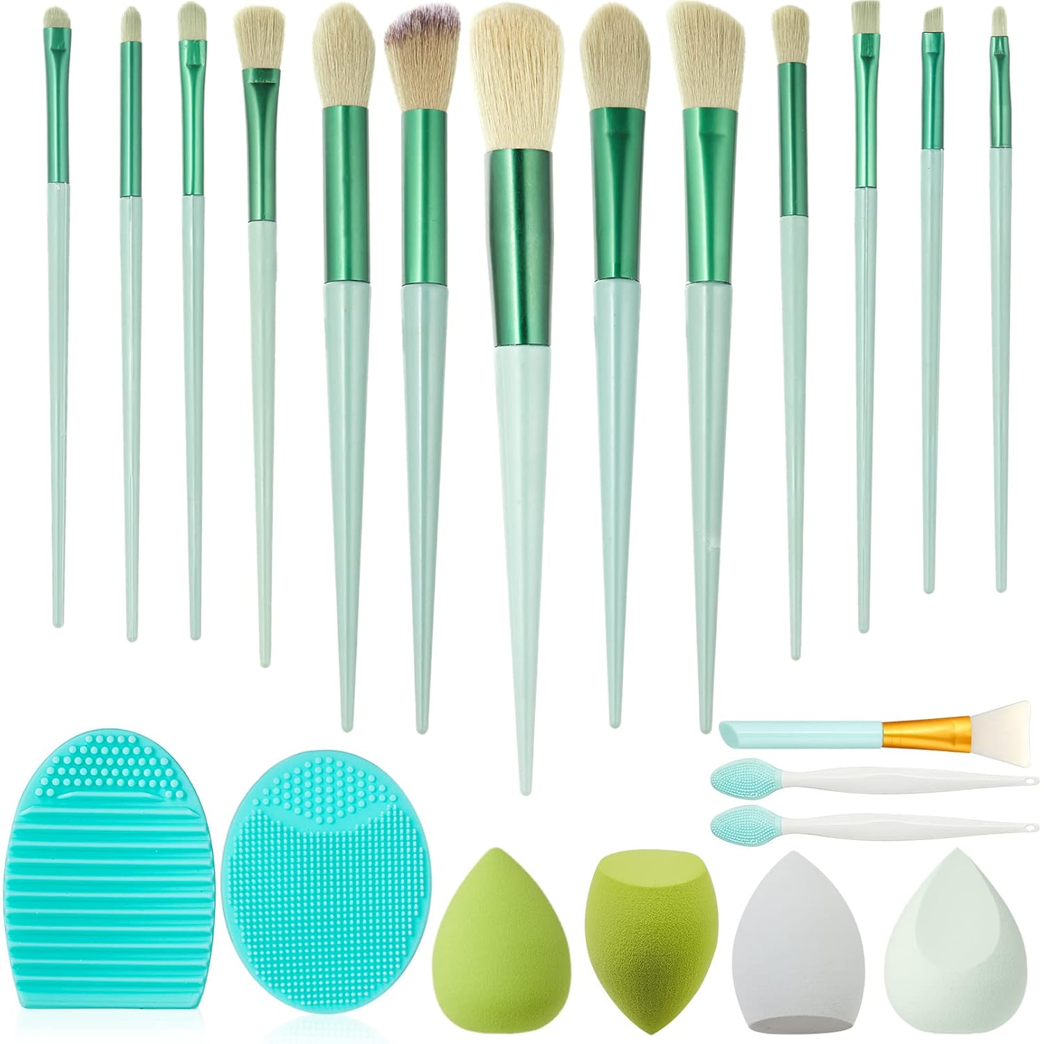 Makeup Brushes,22 Pcs Make up Brushes Set,Inclued Eyeshadow Brush Foundation Brush,Premium Synthetic Foundation Face Powder Blush,with 4Makeup Sponges Egg set,Brush Cleaning Mat,Silicone Lip Brush : Beauty & Personal Care
