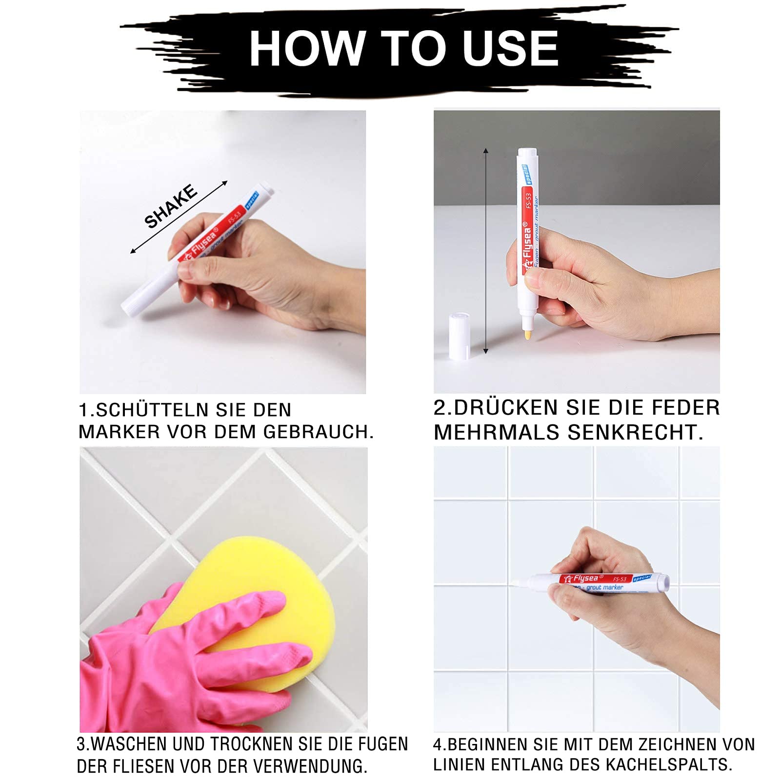 Fugenstift Wasserdichter Marker – Für Fliesenfugen In Bad & Küche – 8 Farben, Strich 2 Mm