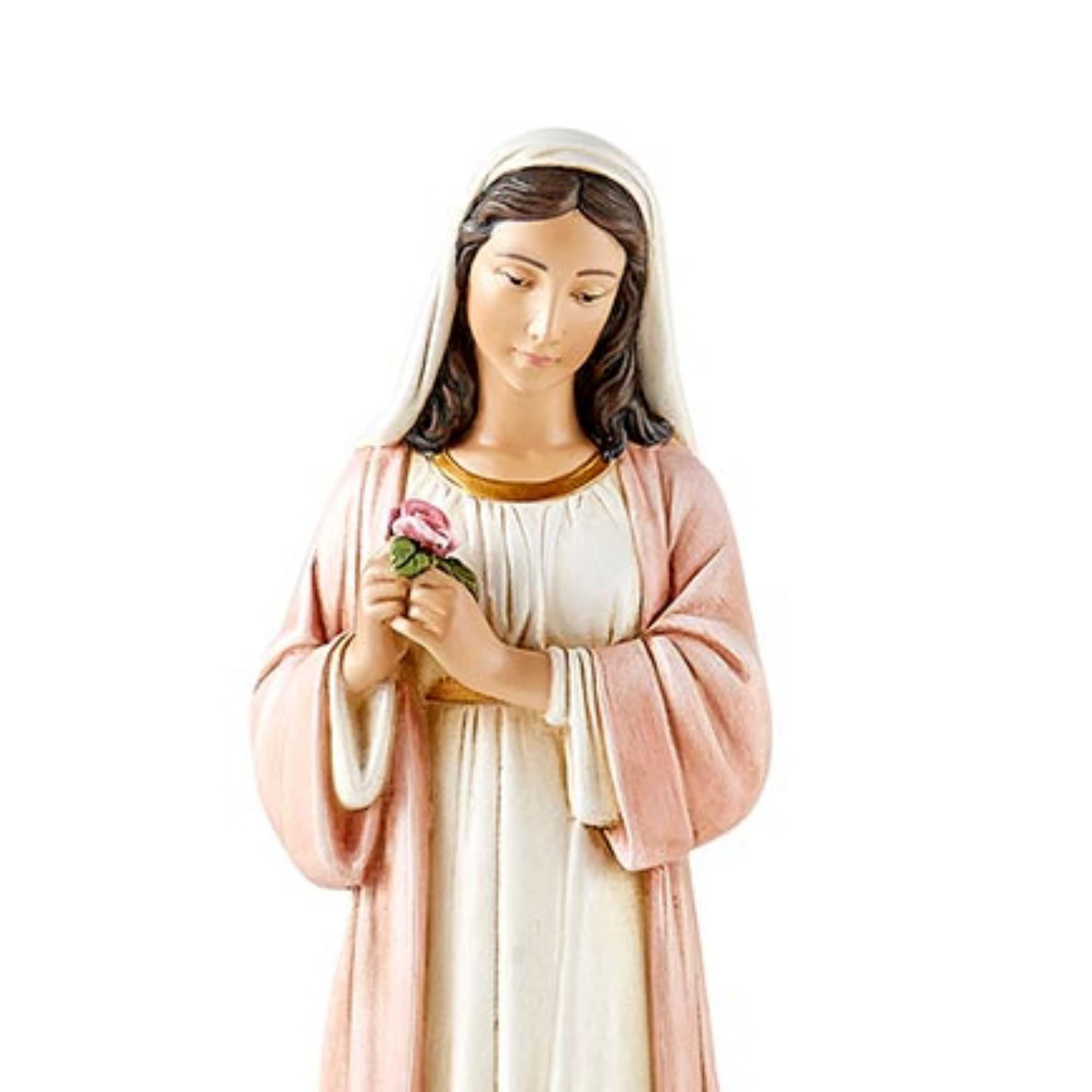 Amazon.com: Needzo Madonna of The Rose Statue Hand Painted