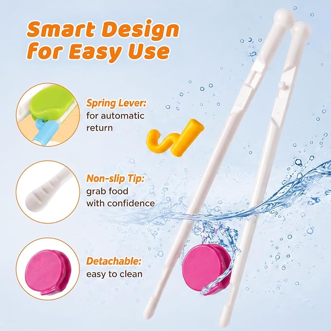 Kids Chopsticks, 2 Pairs Training Chopsticks for Toddlers | Beginners Children Learning Practice, Hand Eye Coordination Development, Non, Slip Grip, Fun Everyday Dining Tool for Kids miniatura 5