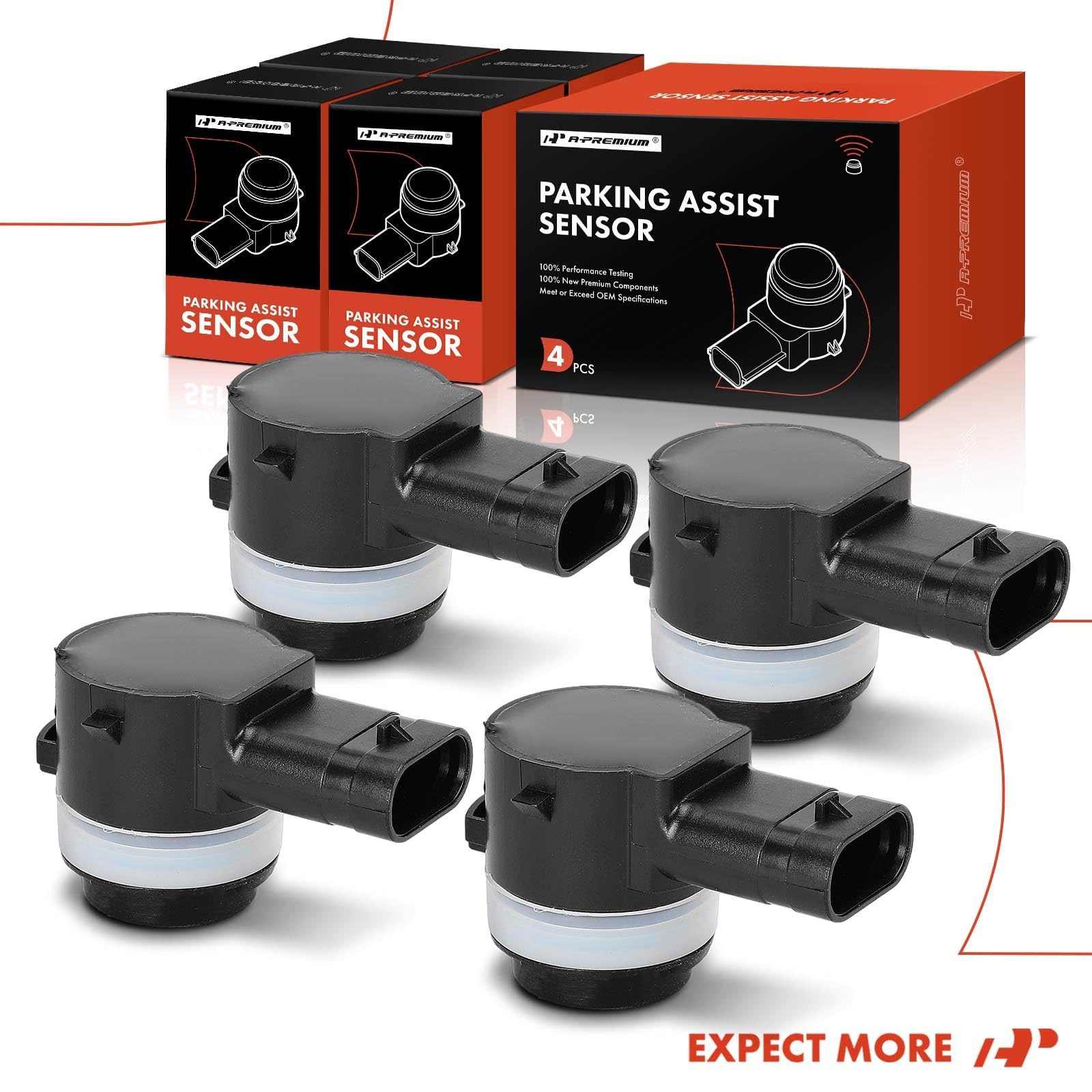 A-Premium 4-PC Reverse Backup Parking Assist Sensor Compatible with Ram & Jeep Models - 1500 2019-2022, 2500, 3500, 2019-2023, 4500, 5500, 2018-2022, Wrangler, Gladiator, 2020-2023