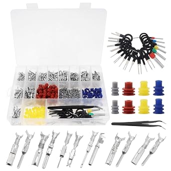 720 Pcs Car Electrical Wire Terminal Pins Connectors Kit, 1/1.5/1.8/2.2/2.8/3.5mm Male and Female Pin Connector Kit