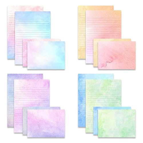 TEETOOKEA 72 Pieces Stationery Set with Envelopes (48 Lined Watercolor
