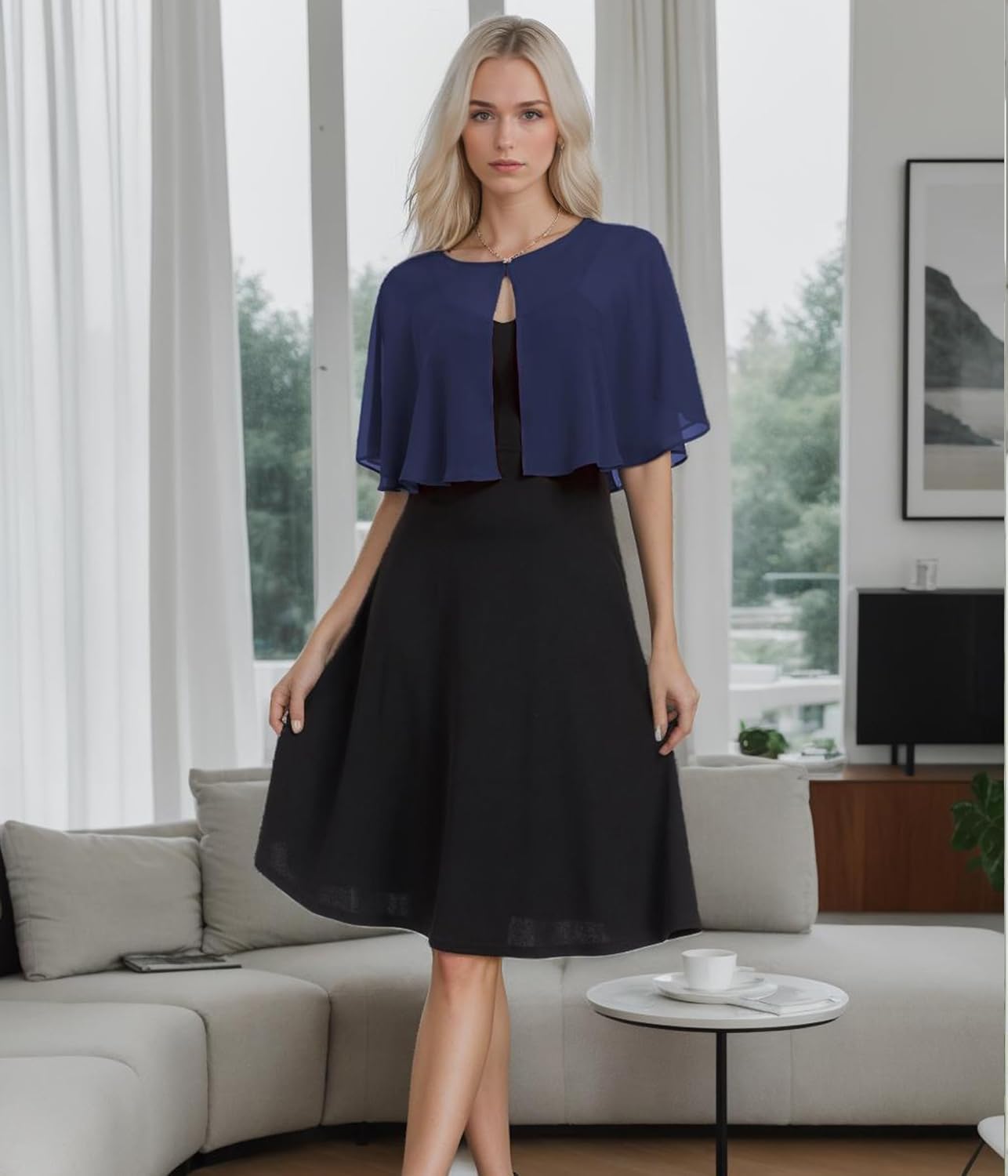 Women's Soft Chiffon Capelets Shawls and Wraps for Evening Wedding Cape Bole Cover Up - Image 4