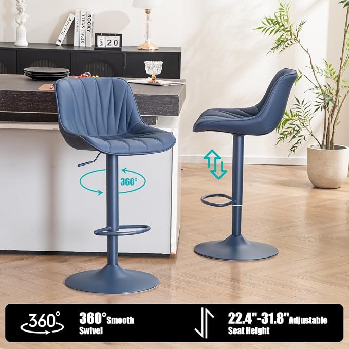 Set de 2 Butacas Modernas con Asiento Ajustable Azul miniatura 7