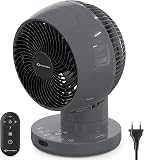 MYCARBON Turbo Ventilateur Silencieux 20dB Moteur DC 12h Minuteur Planification de Démarrage et d’Arrêt 3D Oscillation 3 Modes Petit Ventilateur de Table avec Télécommande pour Chambre, Bureau, Gris - 1