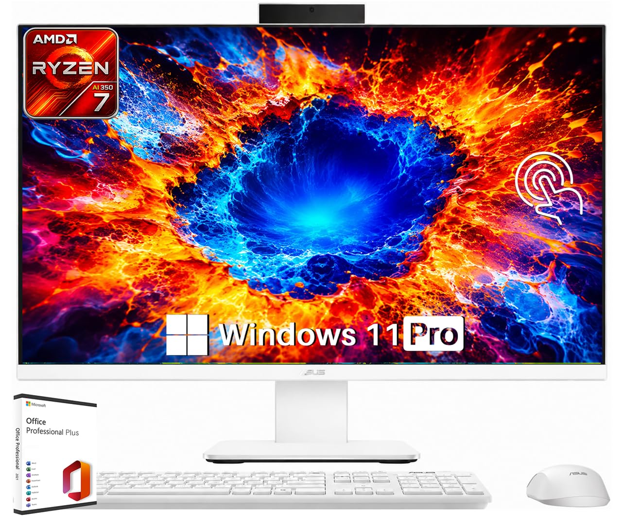 ASUS 27" FHD Touchscreen All-in-One PC, AMD Ryzen AI 7 350 (Up to 5.0GHz), AMD Radeon 860M, 64GB 5600MHz DDR5, 2TB SSD, FHD IPS LCD Anti-Glare Display