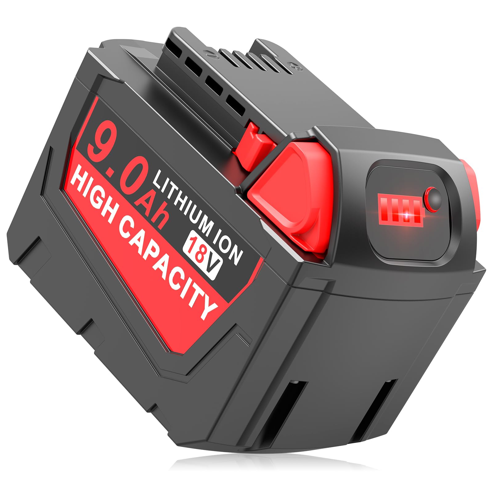 9000mAh 18V Lithium Battery Replacement for Milwaukee 18v 48-11-1840 48-11-1828 48-11-1820 48-11-1815 48-11-1850 48-11-1890 2646-22CT 9.0Ah High Output Cordless Power Tool Battery