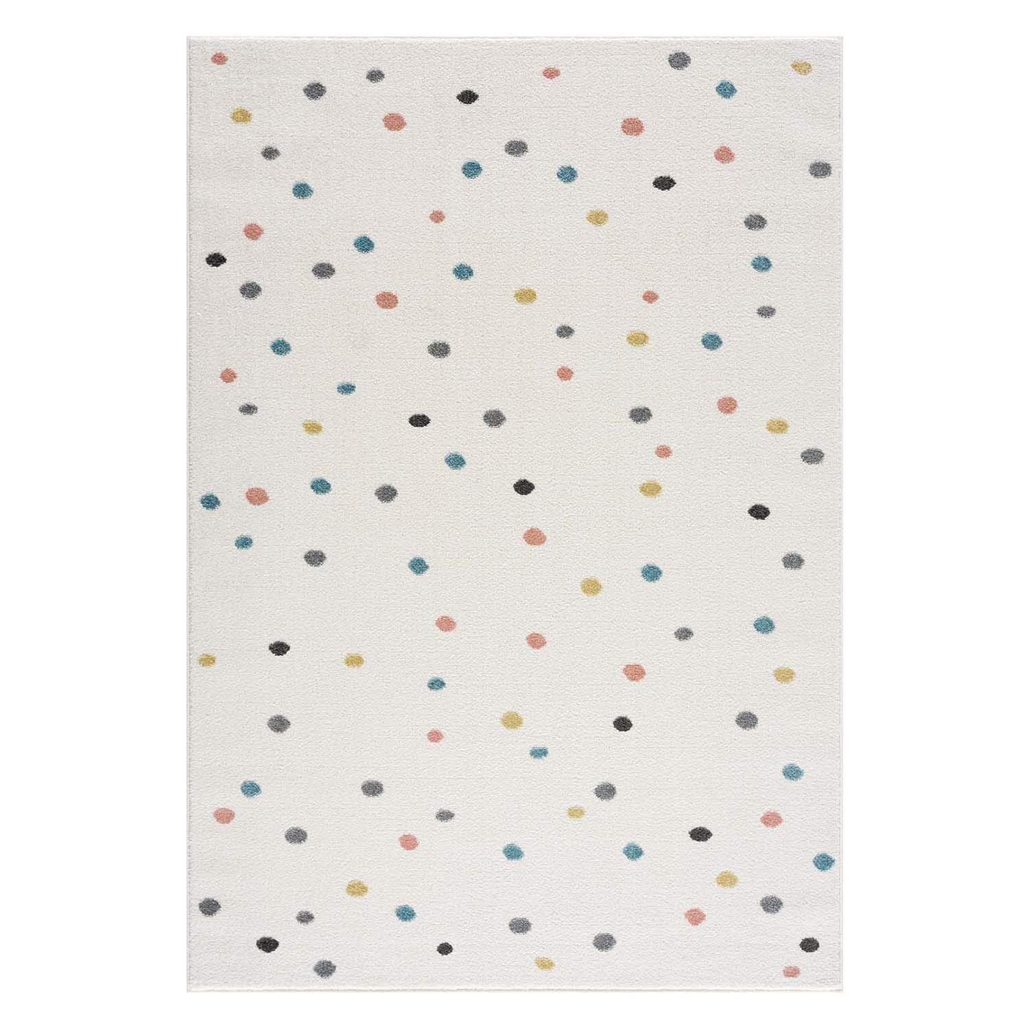 carpet city Dywan do pokoju dziecięcego 160 x 230 cm – dywan dziecięcy, kremowy, kolorowy, w kropki, konfetti, dywan do zabawy dla dzieci, dekoracja pokoju dziecięcego