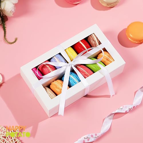 Miniatura 2 de Paquete de 15 cajas de macarrones para 12, 7.2 x 4 x 1.9 pulgadas, cajas de embalaje de macarrones, cajas de macarrón blanco con ventana