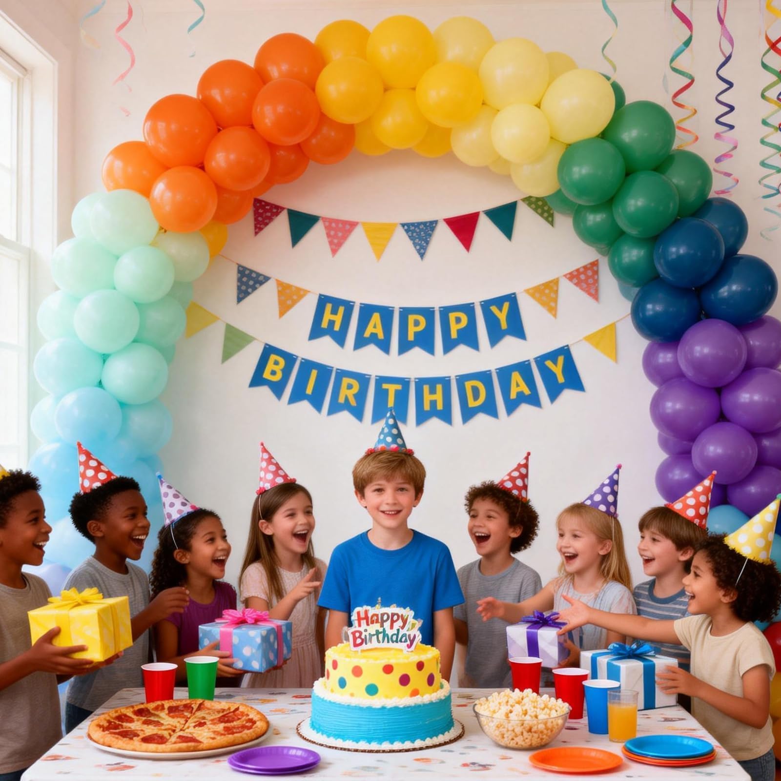 Muted Rainbow Balloons Assorted Colors, 12Inch Dusty Pastel Orange Yellow Green Blue Purple Colorful Retro Latex Balloon for Kid Boho Birthday Baby Shower Here Comes the Son Party Decorations — view 5