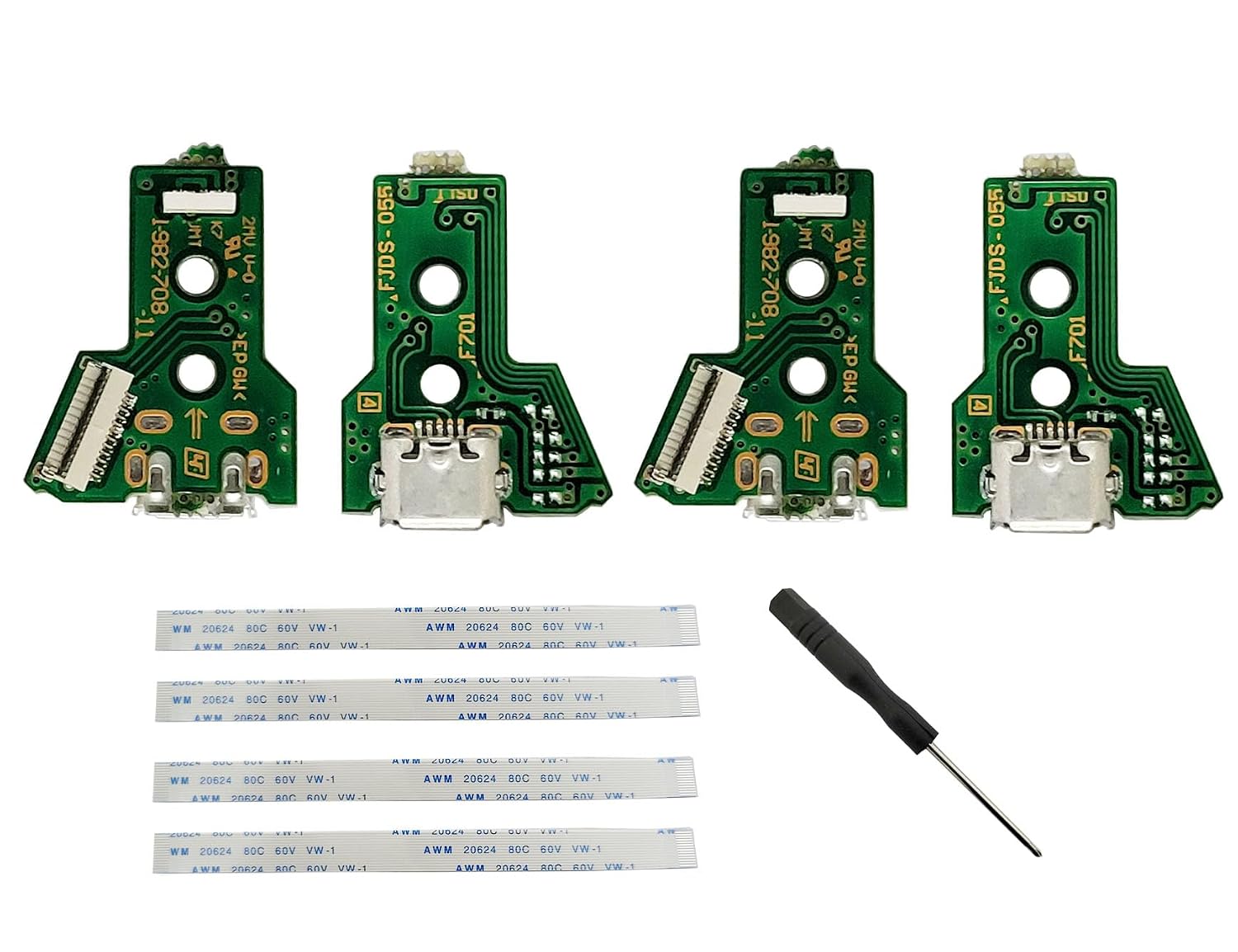 4 Sets Interface Board Compatible with PS4 Pro Slim Wireless Controller Replacement Charging Port Assembly (JDS-001 and 14 Pin Ribbon Cable) image 5
