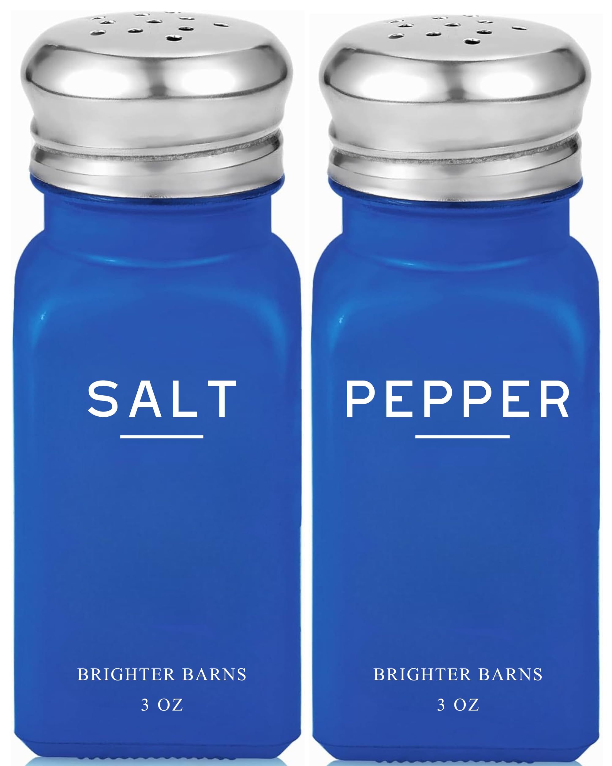 Blue Salt and Pepper Shakers Set by Brighter Barns - Cute Salt Shaker - Modern Kitchen Decor and Accessories for Dining Table Centerpiece, Coastal Home Decor, Dining Room, Restaurants, Gifts (Blue)
