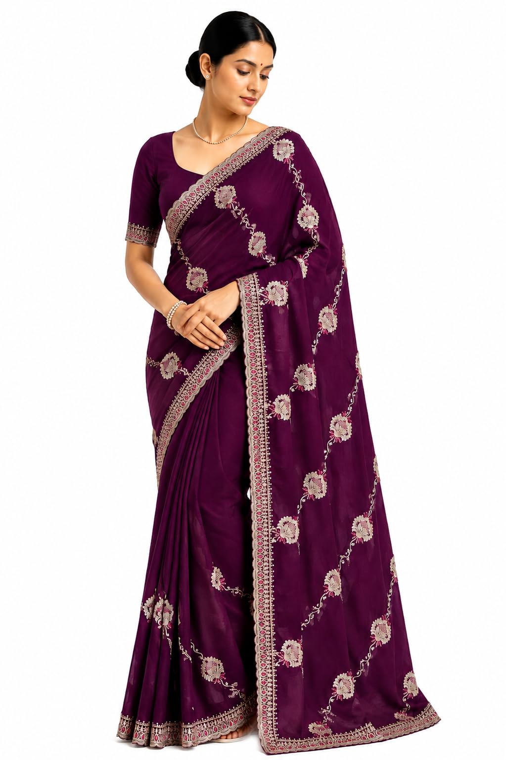 Wine Purple Saree-image-3