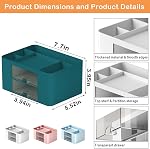 Drawer Organizers, 4 sections & 2 drawers Pen Holder for Desktop Storage, Desk Organizer, Plastic Makeup Organizer, Desk Organization for School, Home, Office Supplies (Dark Green)